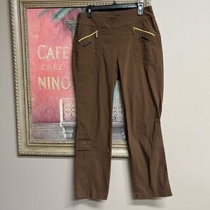 Jamie Sadock Brown Pull On Cargo Pants with Gold Zipper Accents